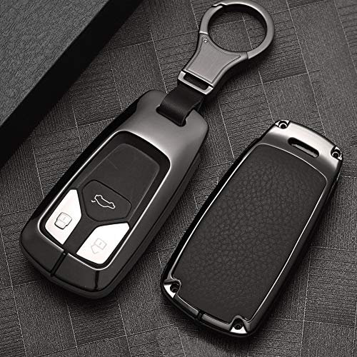 ontto Autoschlüssel Hülle Kompatibel mit Audi A4 B9 A4L A5 A6 A6L QT S4 S5 S7 Q7 TT TTS 2016-2019 Fernbedienung Cover Zinklegierung Schlüsselhülle Schlüsselanhänger Schlüssel Schutz Etui- Schwarz