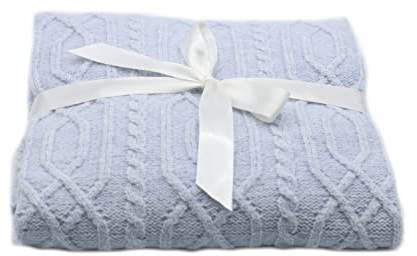 Babydecke | Neugeborenen Decke | atmungsaktive Baby Sommer/Herbstdecke für Mädchen/Jungen | leichte Strickdecke | Geschenk zur Geburt nachhaltig (Hell-Blau)