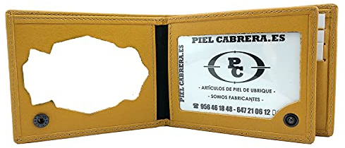 Piel Cabrera Cartera Porta Placa para Policia Nacional España (CNP) Mod. HONORES (Mostaza)