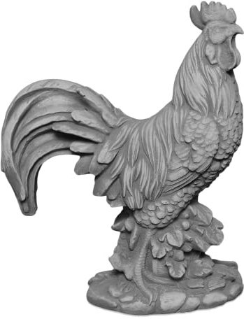 gartendekoparadies.de Hahn-Figur, Steinfigur, H. 36 cm, 8 kg, Grau, frostsicher aus Steinguss für Außenbereich