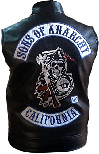 Herren Cosplay SOA Son of Anarchy Biker Club California Kunstleder Jacke - Westen & Hoodie für Männer, XXL