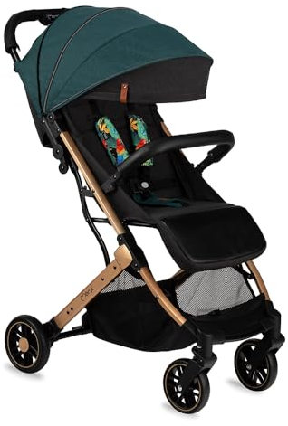Poussette MoMi ESTELLE à partir de 6 mois (jusqu'à 15 kg), poussette pliante avec harnais de sécurité 5 points, panier de courses avec fonction de dépliage, poignée télescopique de traction Vert