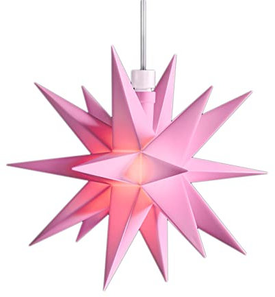Novaliv Weihnachtsstern LED Dekostern Klein 12cm ROSA mit Batteriefach für 3 AA Batterien 6h Timerfunktion 1,5m Kabel INNENRAUM DEKO 3D Stern 18 Zackig Leuchtstern LED Pink Weihnachtsstern beleuchtet