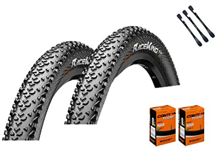 2er Set Continental Race King Fahrradreifen 26 Zoll (55-559) auswählbar mit Schläuchen + 3 MSZweirad Reifenheber (26 x 2,20 (55-559), AV Schläuche)