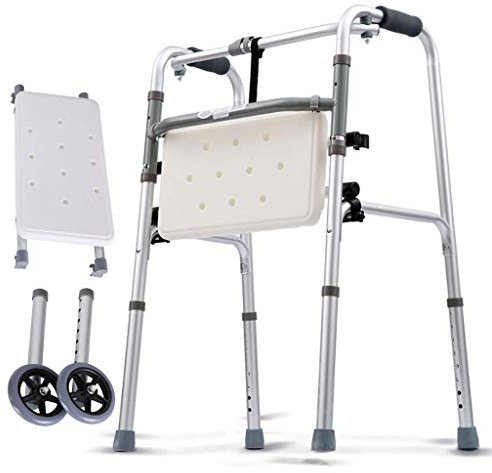 NATWEE Gehhilfe, leichte Faltbare Gehhilfe aus Aluminium, Rollator, 2-in-1-Gehhilfe mit Sitz und 2 Rädern Gehhilfe mit Rädern It's so Kind of You