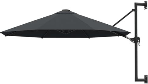 BaraSh Parasol mural avec mât métallique 300 cm Anthracite,Parasol De Jardin Exterieur,Protection Uv,Parasol,