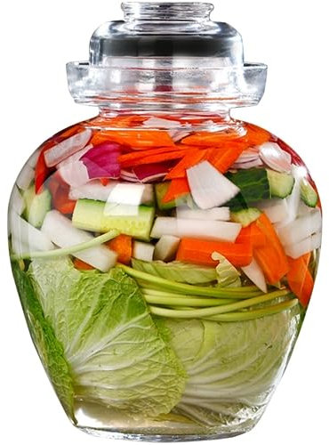 Fermentation Crock Fermenting Jars Water Seal Thickened Transparent High White Glass Kimchi Jar, Multi-capacity Seal Pickle Jar With Cover, Lemon Lime Fermenter (Color : Transparent, Size : 5kg/176.