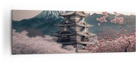 Moderne Impression sur Toile 160x50cm Image Tableau Decoration Murale Asie Japon Cerise Japonaise Tableaux Decoratifs Muraux Chambre Panoramique Deco Cadre Décoration Salon Art Wall AB160x50-5734