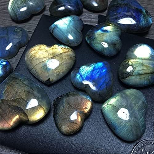 JALYKA Labradorita en Forma de corazón, Piedra Lunar, Cristal Natural, Piedra de Palma Positiva, de Cuarzo, Gemas de Piedra for energía Reiki