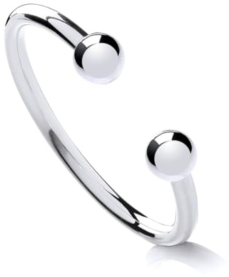 Old English Jewellers 925 Sterling Silver Baby Torque Ball Opening Bangle - Babies Christening Gift New Born