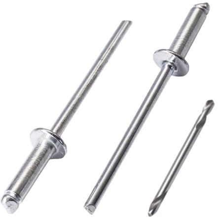 SKIR'CO 400 rivetti ciechi in acciaio zincato 3,0 x 12 mm, mandrino in acciaio, rivetti pop, testa a cupola, rivetti DIN 7337, punta da trapano inclusa