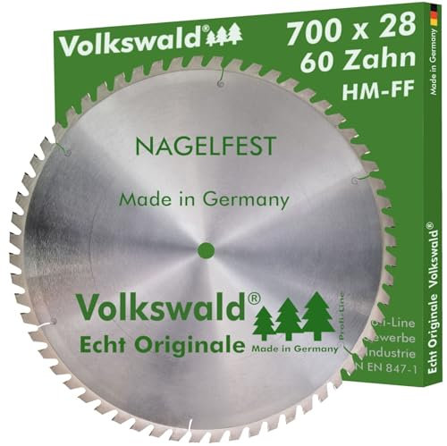 Volkswald ® HM-Sägeblatt FF 700 x 28 mm Z= 48 Nagelfest Kreissägeblatt für Brennholzsäge Wippsäge Tischkreissäge f. Schalholz Schaltafel Bauholz Brennholz Gasbetonstein Faserplatten Massivholz