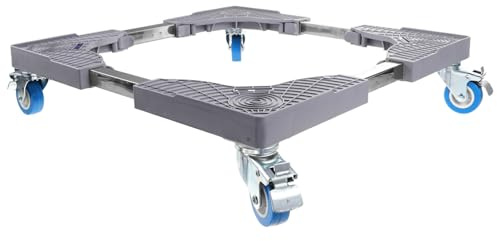 Adjustable Fridge Base Stand for Refrigerator and Washer, 40 * 40-60 * 60 | Pp and Stainless Steel Build, Rubber Support Points, Movable Design, Simple Installation for Home Appliances