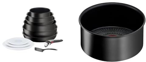 Tefal Ingenio Batterie de cuisine 11 p, Casseroles, Poêles, Wok, Poignée amovible, Induction & Ingenio Casserole 18 cm, Induction, Revêtement antiadhésif, Indicateur de démarrage de cuisson