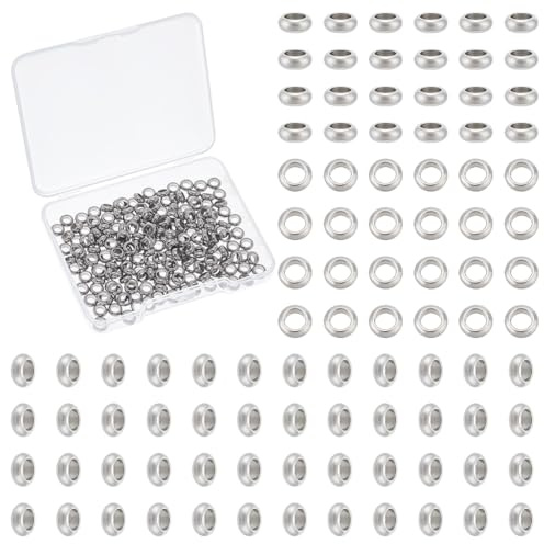 UNICRAFTALE 200 Stück Metall Abstandsperlen 3mm Loch 304 Edelstahl Abstandsperlen Glatte Perlenbefunde Lose Perlen Abstandsperle Kleiner Ring Lose Perlen Für Die Armband Halskette Schmuckherstellung