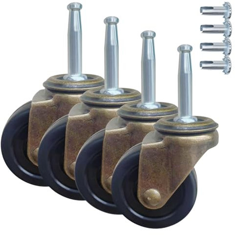 BAISASY 2.0 Inch Antique Caster Wheels, Furniture Caster 5/16 Inch x 1-1/2 Inch (8 x 38mm) for Furniture Sofa Chair Cabinet Set of 4