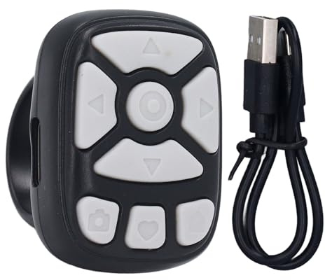 Fernbedienungs Seitenwender, Scrolling Ring für TIKTok, Kabelloser Kamera Fernauslöser, Scrolling Ringe, Wiederaufladbare Kamera Fernbedienung für Telefone, Tablets (Black)
