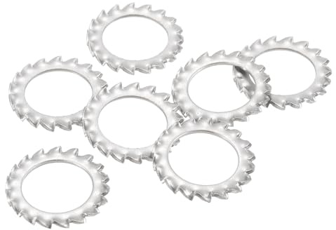QUARKZMAN 40Pcs Rondelles de Blocage à Dents Externes en Étoile Argent | Rondelles de Blocage Dentelées Externes en Acier Inoxydable M16 304 pour Fixations d'Équipements Mécaniques