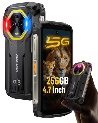 Ulefone Armor Mini 20 Pro 5G Rugged Smartphone 4.7 inch Small Screen, 256GB+2TB Expand, Android 14, 33W 6200mAh Wireless Charging, 64MP Night Vision, Flashlight Warning Light IP68 Waterproof UK Phone