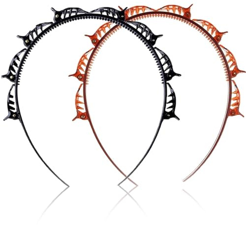 WeddHuis 2 Bangs Hairstyle Hairpin Frisurenhilfe Haarreif mit Klammern Haarnadeln Friseurbedarf Stirnband Haarhalter Haarschmuck Haarband Haarband mit Clips Twist Clip Stirnband （Mit 6 Haarbändern）