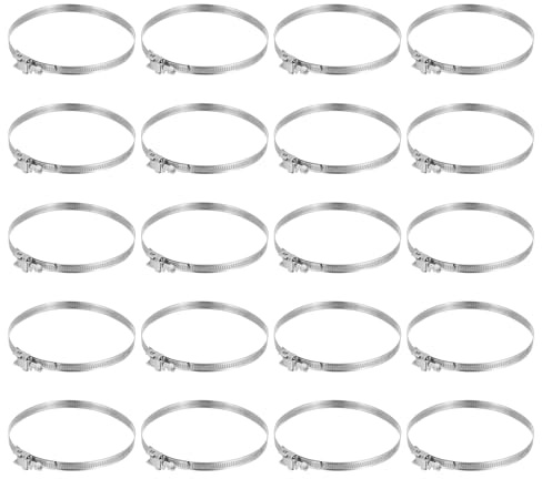PATIKIL 4 Inch Adjustable Pipe Hose Clamp, 20 Pack Stainless Steel Air Ducting Clamp Worm Gear Drive Hose Clamps Pipe Clamp for Ventilation Duct (50mm-110mm)