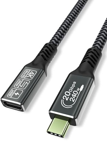 CAKOBLE prolunga usb c 2 metri, Prolunga USB C Maschio Femmina prolunga usb 3.2, Supporta 20 Gpbs Sync 240 W 4K@60Hz di Ricarica per iPhone 16/15 Pro Max, MacBook Air/Pro, Pad, Galaxy S24/S23