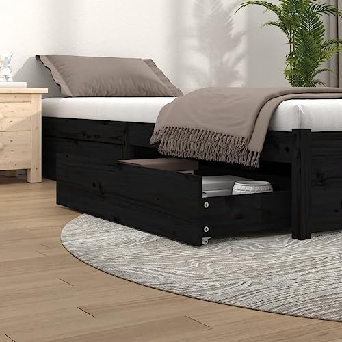 XGWKCNV Furniture Select Bettschubladen, 4 Stück, schwarz, Massivholz, Kiefer