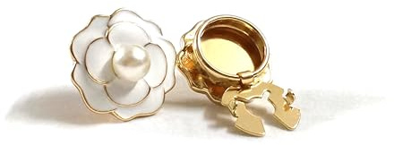 Climple Couvre-boutons pour femmes Blouses avec fleur de camélia et perle synthétique – Boutons de manchette à base dorée rose, couvre-boutons pour chemise habillée et chemise de smoking pour homme