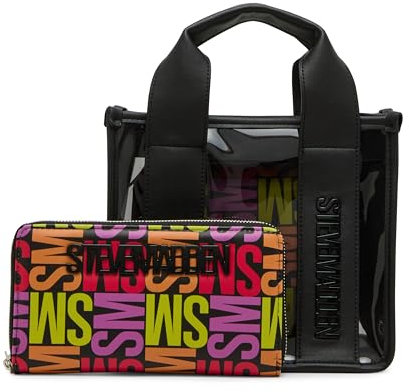 Steve Madden Damen Bwebber Clear Satchel Ranzen, Schwarz Multi