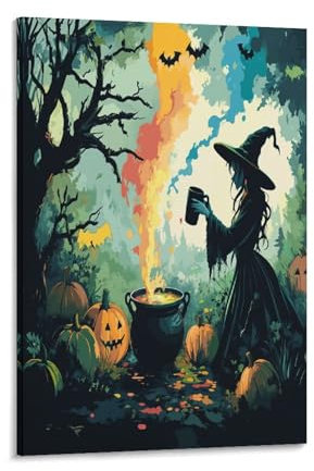 VFKLZCNYR Stampa su tela di Witch Art, riproduzione artistica su tela, decorazione da parete per casa e ufficio, 40 x 60 cm