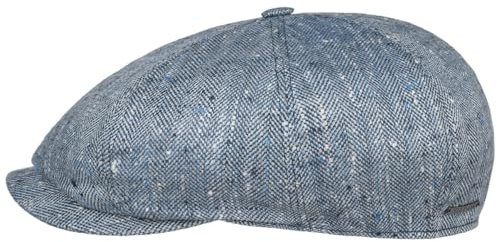 Stetson Lanfield Flatcap Herringbone Made in Germany Damen Herren Sommer blau-dunkelblau 60 cm