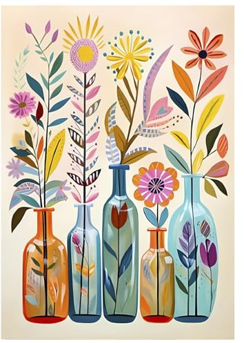 KiKiHong Vaso de Pintura de Diamante, DIY Pintura de Diamante, Cuadro de Diamante Creativo para Adultos, Kit de Arte de Flor 5D con Strass, Decoración Mural Elegante, Mayores, Niños, Principiantes