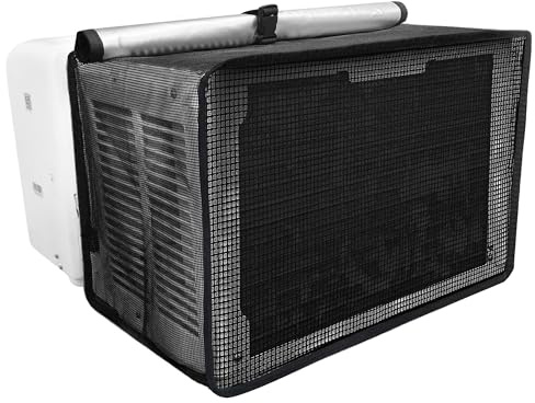 U-shaped Window Air Conditioner Cover: 19.6”x12.6”x11.8” AC Mesh for U Shape Window Air Conditioner 8000 10000 12000 BTU, Black PVC Outdoor Net Vent Screen Leaf Guard Bird Cover