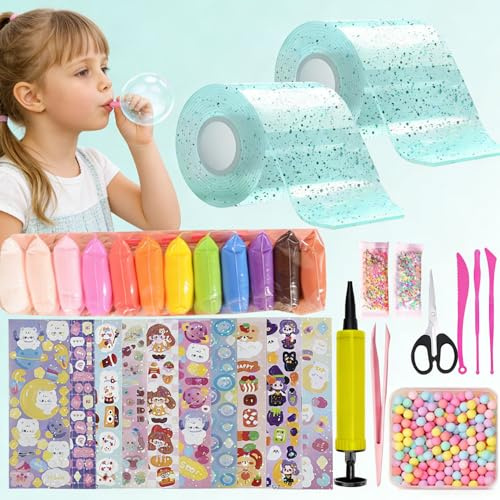 30 Piezas Nano Tape,2 Tape (5 cm x 3 m) + 28 Paquetes De Material De Lujo,con Arcilla, Perlas, Pegatinas Kawaii,Nano Craft Regalos para Niños Niñas(Verde)