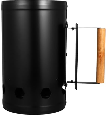 Toyvian Barril para Encender Cubo para Portátil para Barbacoa y Camping Aislamiento Térmico Mango de Madera Natural Resistente