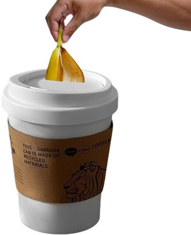 Yplkm Poubelle - Corbeille Design Tasse à Café Miniature,Conteneur Silencieux Avec Panier De Rangement Grande Capacité Pour Salle De Bain Dortoir WC Et Extérieur