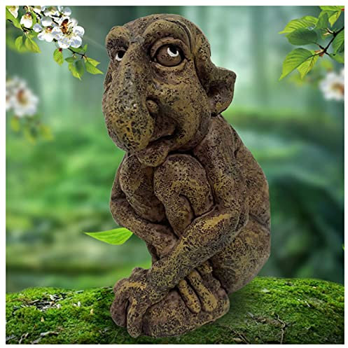 Gothic Gargoyle Statue - Funny Old Man Gargoyle Resin Garden Statue, Tugging Gargoyle Sculpture Indoor Outdoor Patio Lawn Garden Decoration