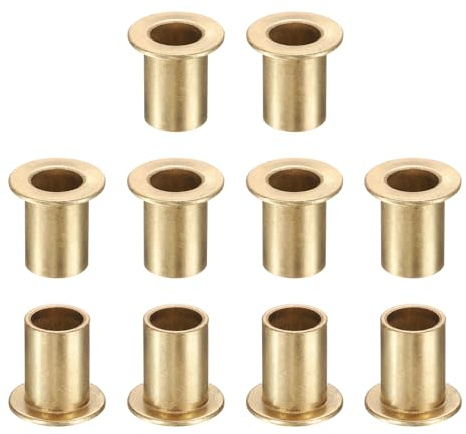 sourcing map 10Pcs Flange Sleeve Bearings, 8mm Bore x 10mm OD x 15mm Length, Self-Lubricating Sintered Bronze Bushings