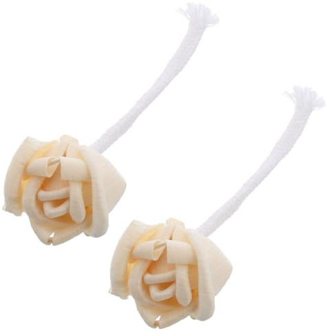 Fiore Diffusore Profumo Ambiente 2 Pezzi in Legno e Cotone | Tono Beige, per Hotel e Ufficio, Diffusione con Oli Essenziali, Ricambio Decorativo con Corda