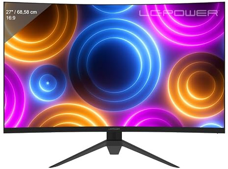 LC-Power LC-M27QC | Monitor Gaming Curvo 27 Pollici QHD | 2560x1440, 180 Hz, 1 ms MPRT, Pannello VA, 1500R | Contrasto 4000:1, 125% sRGB, 2x DP 1.4 e 2x HDMI 2.1, FreeSync Premium