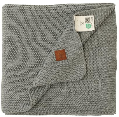 Little Dedi Weiche Baby-Strickdecke aus 100% Acryl – Kuscheldecke für Kleinkinder, Wiege & Kinderwagen – Neutrale Puck- und Einschlagdecke für Neugeborene, 80x100 cm, Hellgrau