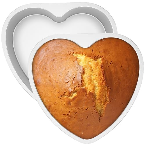 20 cm, stampo per torta a forma di cuore, 2 stampi in alluminio antiaderente, per decorare torte di compleanno, accessori da forno per Natale, matrimoni, lavabili in lavastoviglie