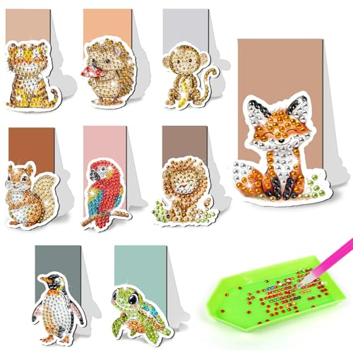 Diamond Painting Kinder Magnetische Lesezeichen, Einschulung Geschenk Mädchen Bastelset Kinder 3 4 5 6 7 8 9 10 Jahre, Füllung Schultüte Mädchen Junge, Mitgebsel Kindergeburtstag Gastgeschenke