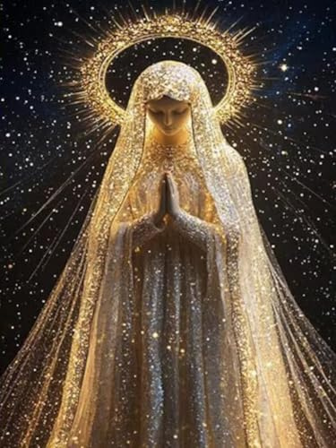Frizlryem Diamond Painting per adulti 5D, immagini religiose Maria, set fai da te, diamanti rotondi, mosaico, fatto a mano, per principianti, decorazione da parete, idea regalo per la casa, 30 x 40 cm