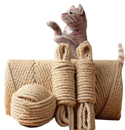 Sisal Rope for Garden Bundling Repairing/Replacement Cat Post Tree, DIY Twine String Ribbon for Pet Scratching Post Tower, Many Thicknesses (3mm x 100 meters)