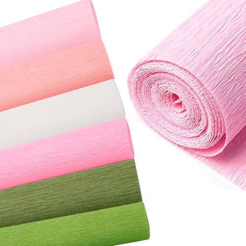 Floristenkrepp Krepppapier Bunt zum Blumen Basteln 25 x 250cm Crepe Papier Rosa Töne Floristen Krepppapier Papierblumen Basteln 6 Rollen