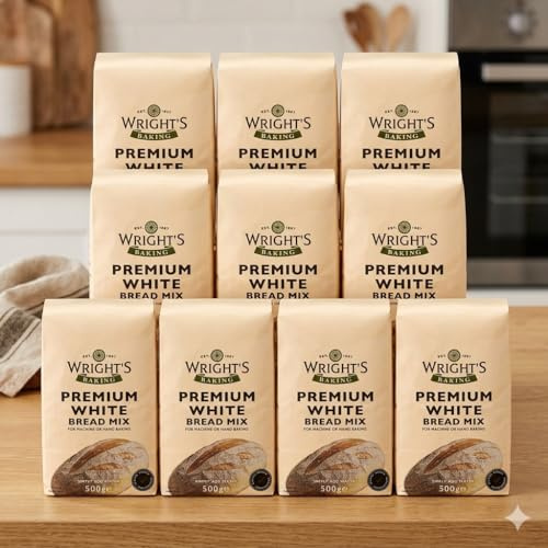 Bread Mix Collection 500g x 10 Packs | Assorted Bread Baking Mixes | Suitable for Bread Machines & Hand Baking | Vegetarian (10, Premium White Bread Mix)