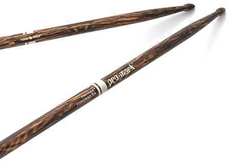 ProMark Schlagzeug Sticks - Classic 5A Drum Sticks - FireGrain - Keine übermäßige Vibration - Lackierung, Ovale Holzspitze, Hickoryholz - 1 Paar