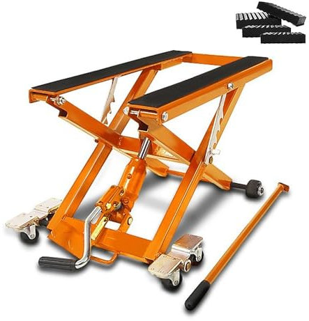 ConStands-Motorrad Hebebühne kompatibel mit Chopper/Custombike Slim Hydraulisch XL inkl. Distanzstücke kg Orange CB84945