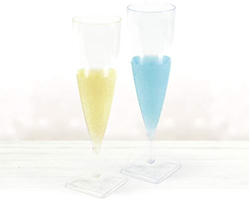 Decorline - Bicchieri da Spumante in plastica, Trasparenti, 220 ml, 6 Pezzi